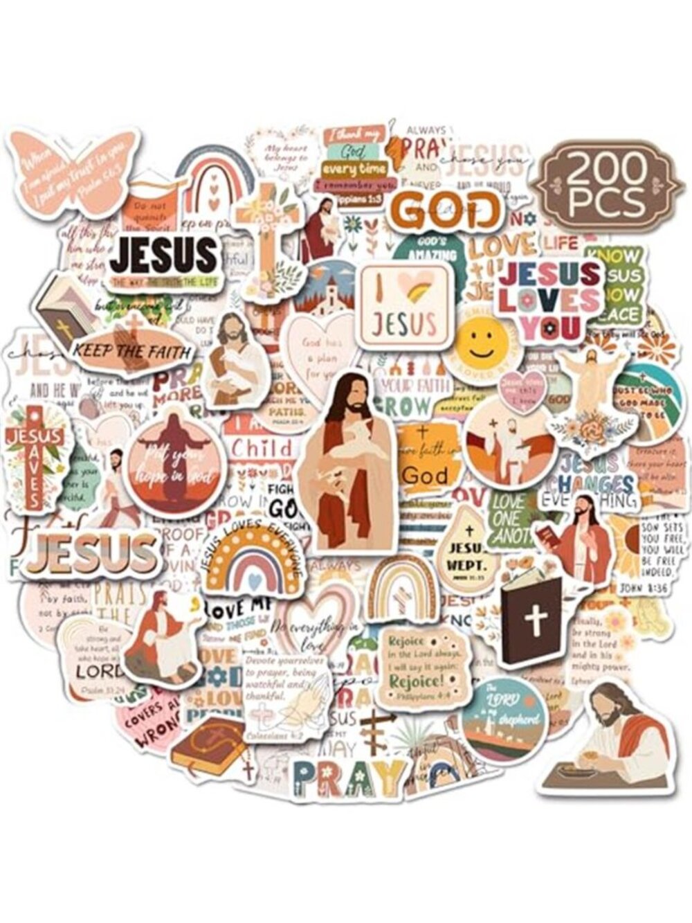 zheyistep 200PCS Jesus Christian Stickers, Inspirational Bible Verse Decals